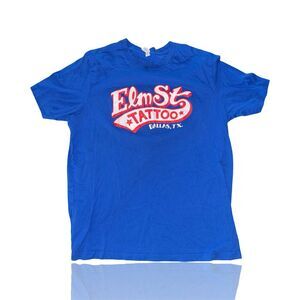 Oliver Peck Elm Street Tattoo Men's XL Blue Graphic Tee (Heavy Wear) Deep Ellum